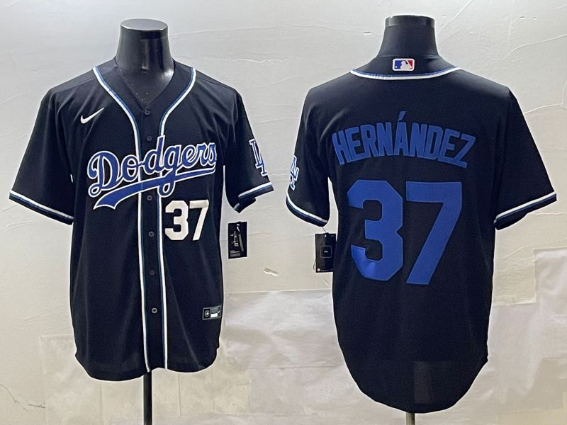 Men 2025 Los Angeles Dodgers #37 Hernandez Black Three generations Fashion Nike MLB Jersey style 11